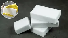  What does a melamine sponge clean, and what should it not be used for?